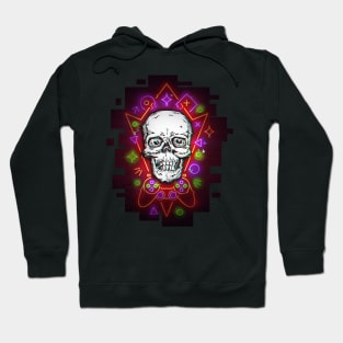 Gamer Skull with Neon Cyberpunk Design Hoodie